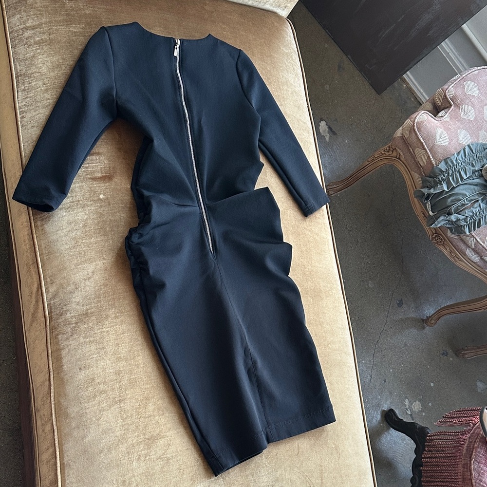 Beautifully Tailored Zipper Back Tulip Shape Little black dress  made in Brazil